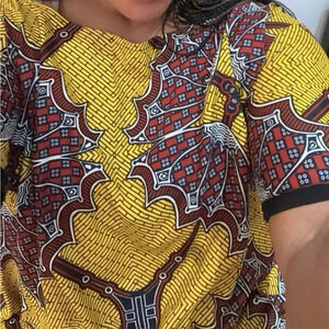 Vintage style  printed Multicolor Ankara Midi Dress Sz L